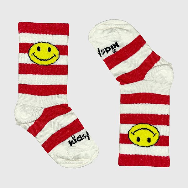 Meia KidSplash! Mid New Carinha Feliz Vermelha
