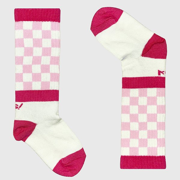 Meia KidSplash! 3/4 Xadrezinha Rosa