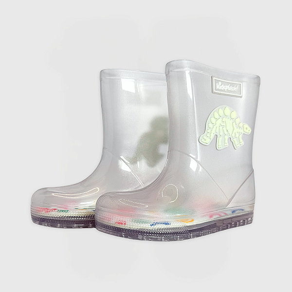 Galocha KidSplash! Glow Transparente Fóssil Dino Brilha no Escuro