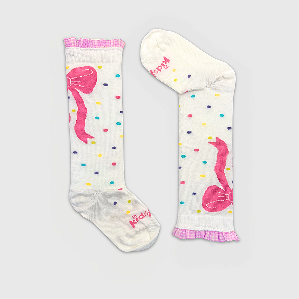 Meia KidSplash! 3/4 Laço Babadinho Off-White