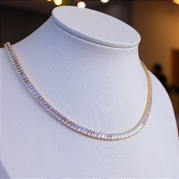 Choker zircônia baguete