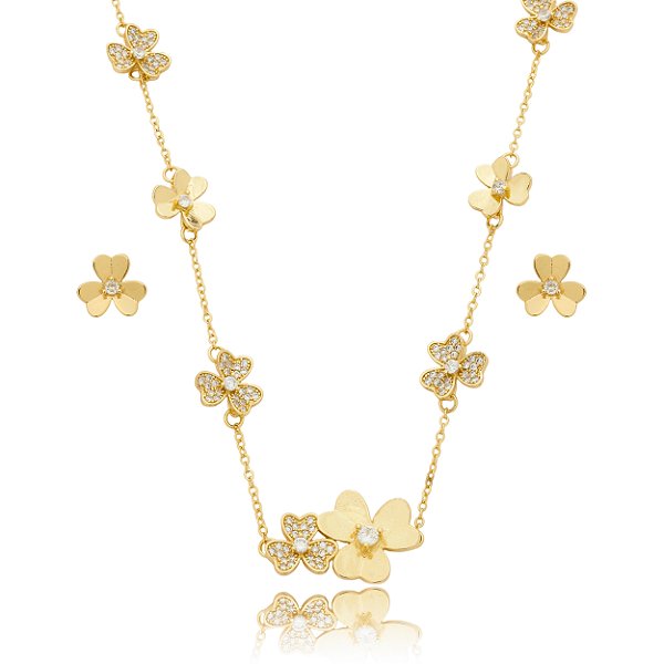 Conjunto trevo 3 folhas