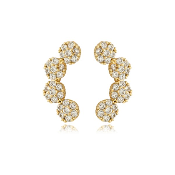 Brinco ear cuff flores cristal