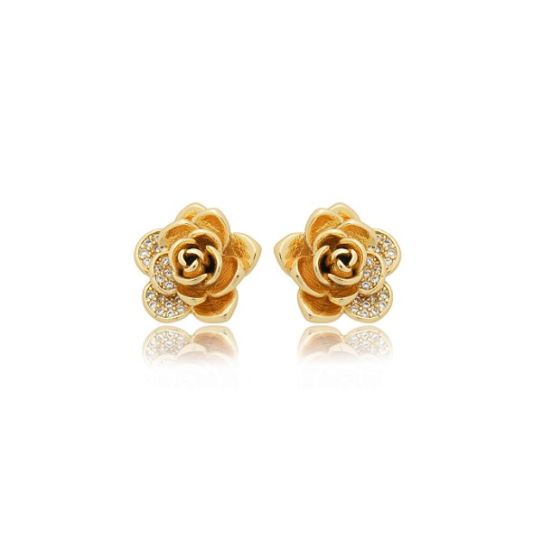 Brinco flor cravejado
