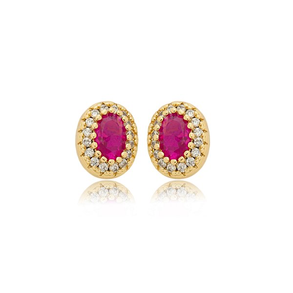 Brinco oval pink