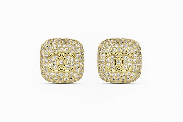 Brinco Chanel cravejado