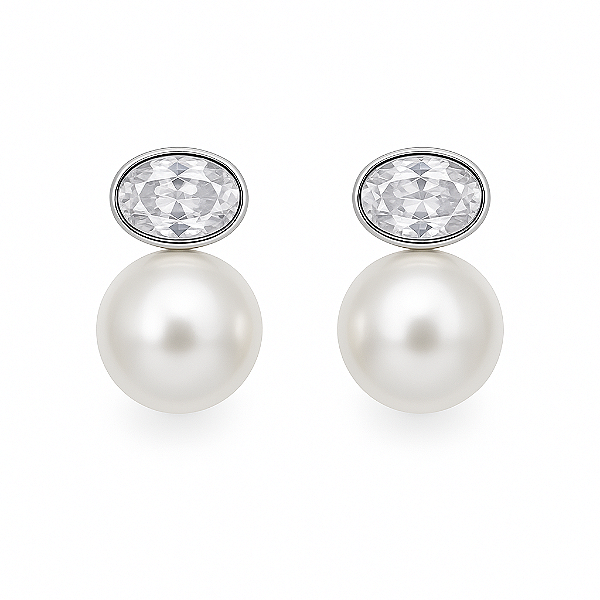 Brinco pérola shell com ponto de luz