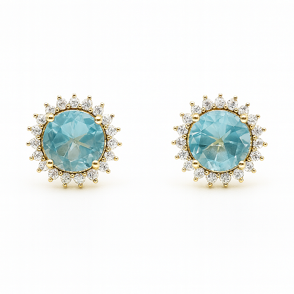 Brinco azul SKY com zirconias nas laterais