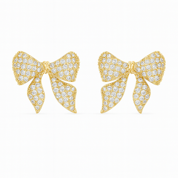 Brinco laço cravejado em zircônia cristal