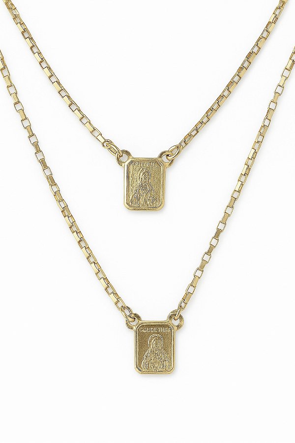 Escapulário unissex corrente tijolinho