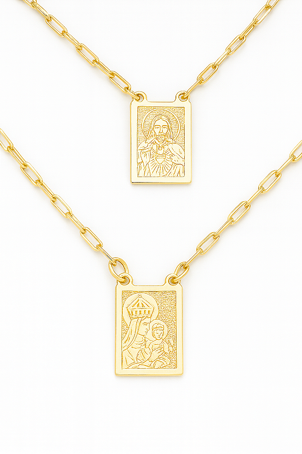 Escapulário unissex corrente elos ovais