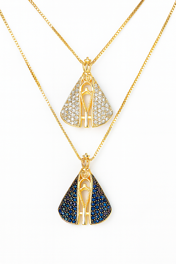 Colar nossa senhora aparecida dupla face