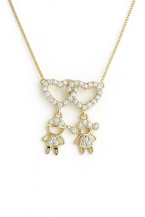 Colar casal de filhos com zircônia cristal