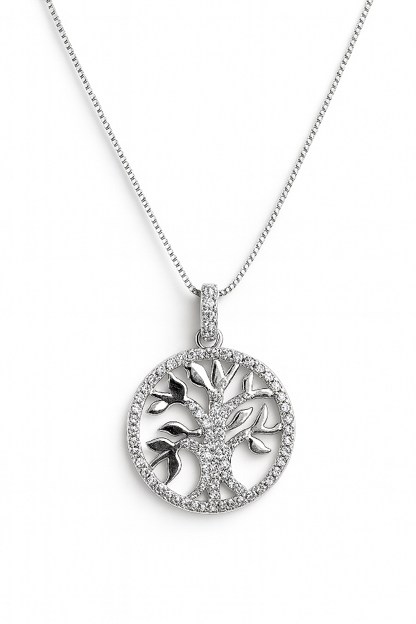 Colar árvore d vida cravejado em zircônia cristal