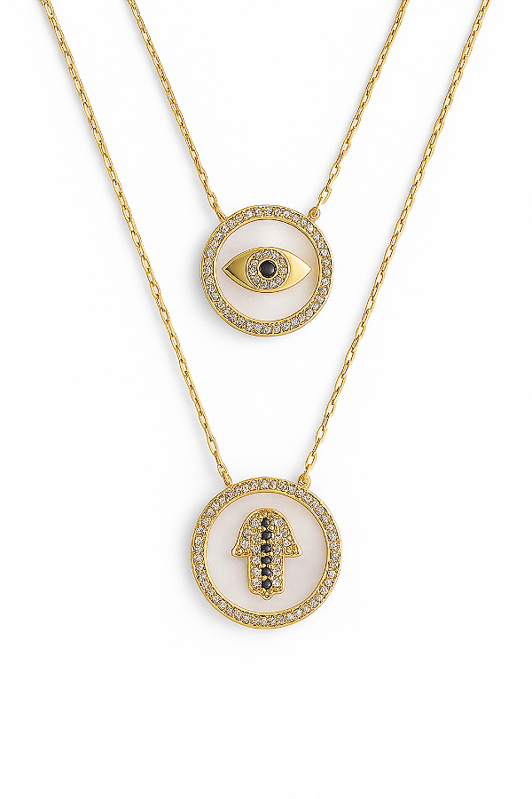 Escapulário olho grego e mão de hansa