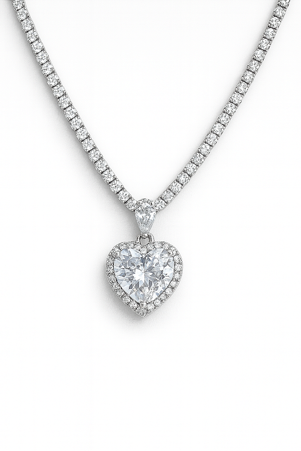 Choker riviera coração cristal