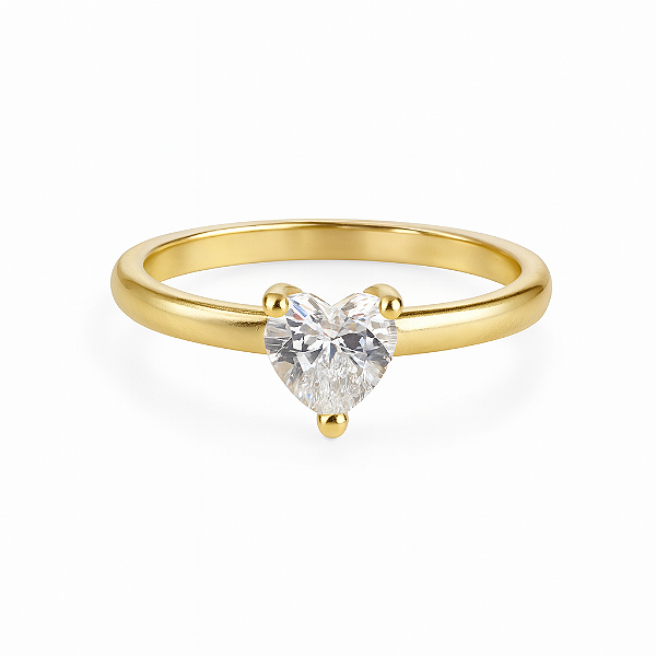 Anel solitário coração pedra zircônia cristal banhado a ouro 18k dourado pedra 6mm