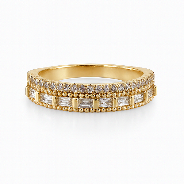 Anel aparador grosso cravejado em zircônia cristal banhado a ouro 18k 5mm de espessura