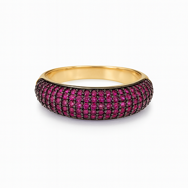 Anel aparador grosso pedra zircônia pink banhado a ouro 18k dourado
