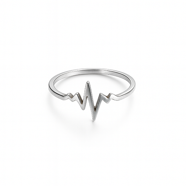 Anel batimentos cardíacos liso na prata 925