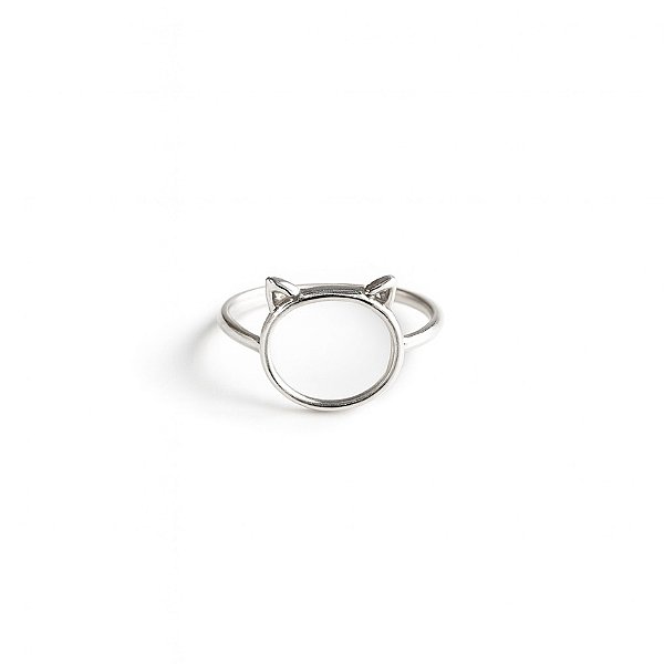 Anel gato vazado liso prata 925