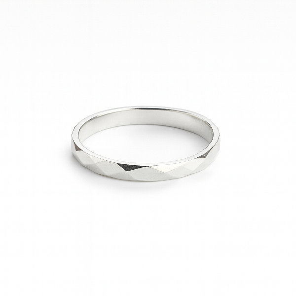 Aliança de compromisso hexagonal prata 925