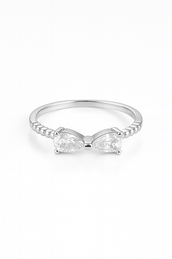 Anel laço prata em zircônia cristal transparente prata 925