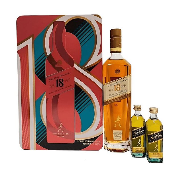 GIFTPACK JW 18 ANOS 750ML C\ 2 MINI BLUE LABEL 50ML
