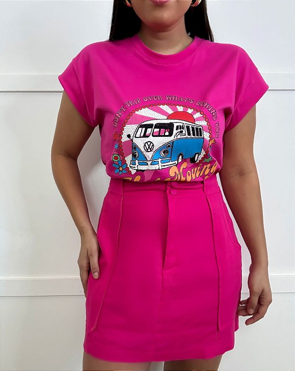 T-shirt Austrália Estampada Kombi Rosa Pink