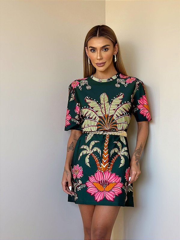 Vestido T Shirt Estampado Ravenala Farm Isa Baldo A Sua Loja de Roupas Femininas Moda Feminina