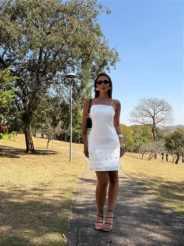 Vestido Curto Pedras Chloe Branco