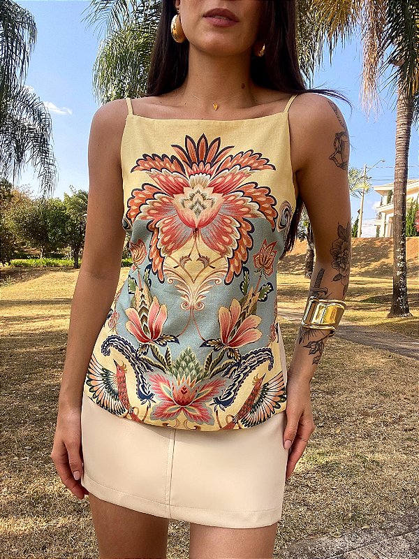 Blusa Lenço Estampada Encanto Boho Farm