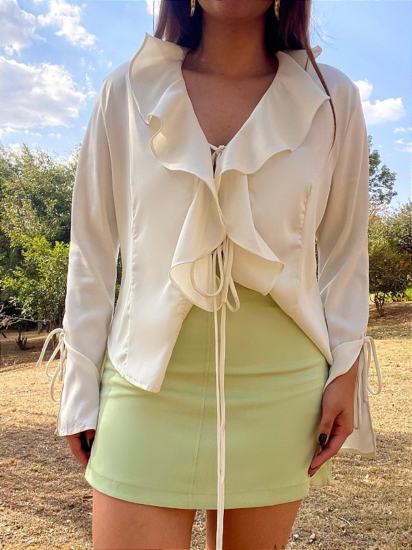 Camisa Babados Chloe Bege Creme