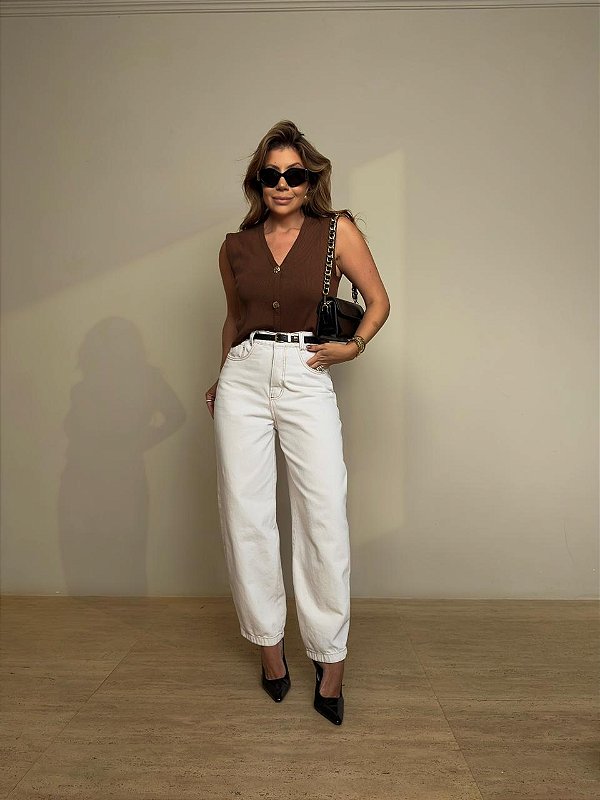 Calça Jeans Balloon Ludovica Off White