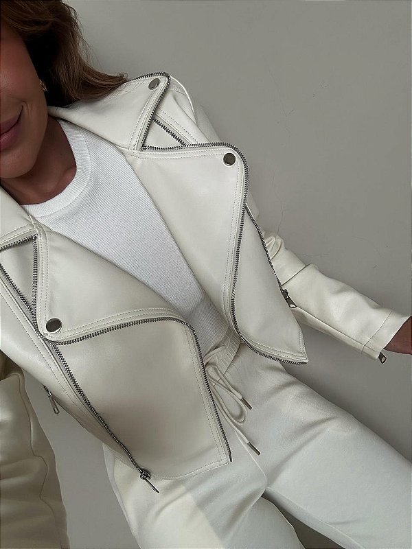 Jaqueta Cropped Courino Isabella Off White