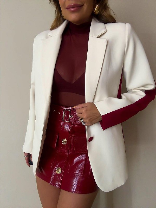 Maxi Blazer Alfaiataria Costanza Off White e Bordô