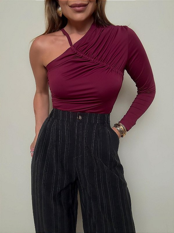 Blusa Drapeada Colcci Vermelho Bordô