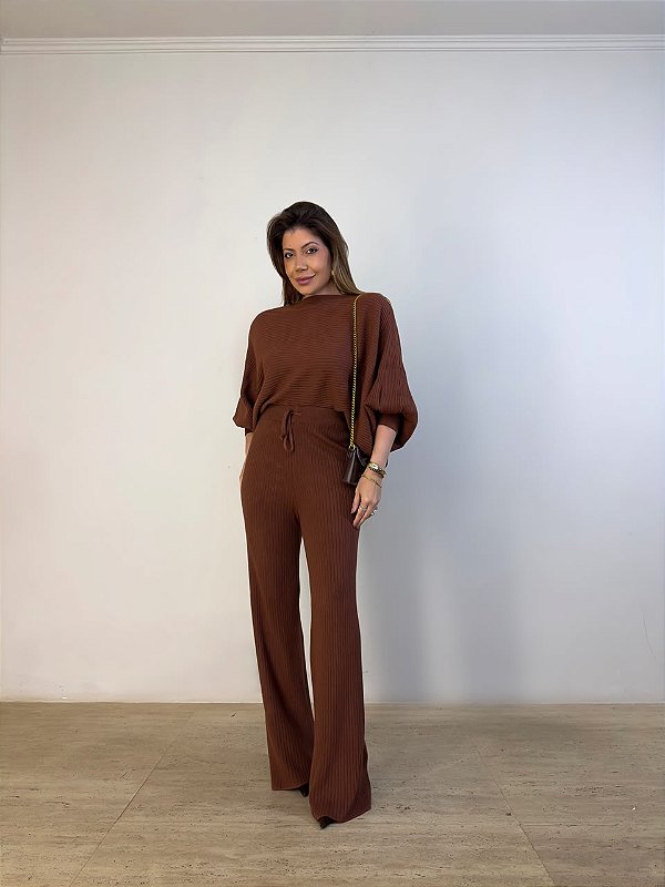 Conjunto Tricot Modal Marrom