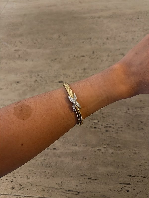 Bracelete Dourado Com Prata