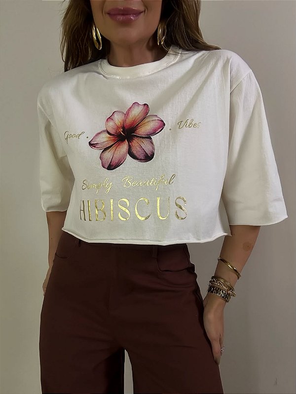 T-shirt Cropped Flor Venettia Off White