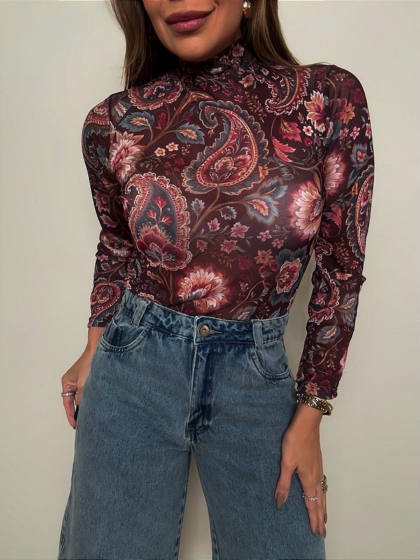 Blusa Tule Estampada Ravello