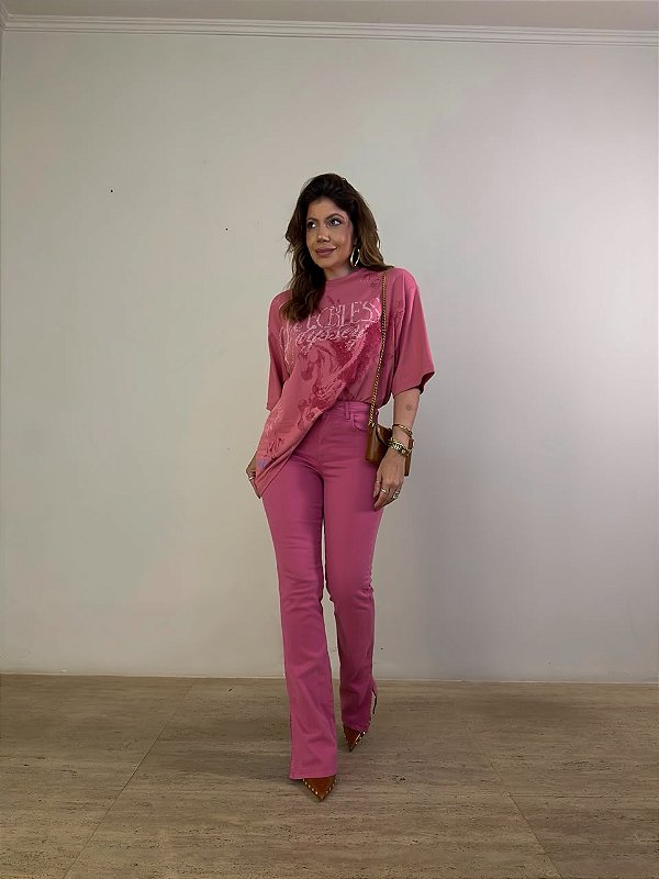 Calça Sarja Reta Colcci Rosa
