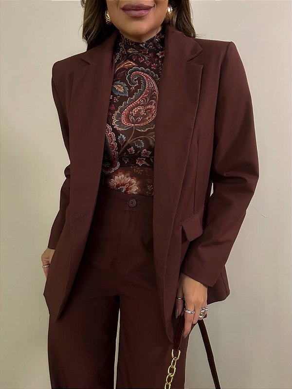 Maxi Blazer Linho Venettia Marrom