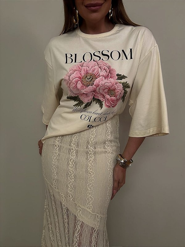 Maxi T-shirt Colcci Bege Creme