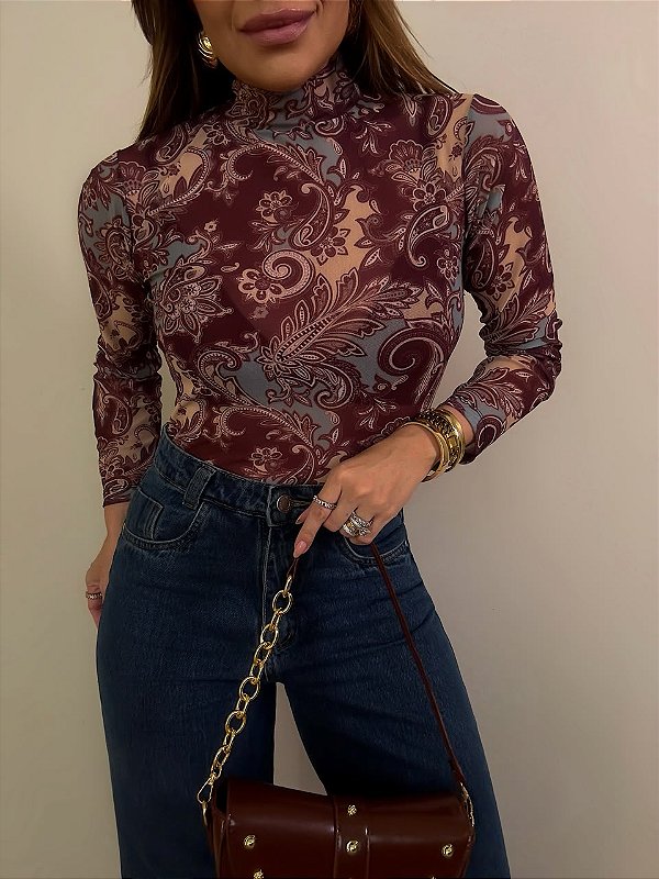 Blusa Tule Estampada Valmont