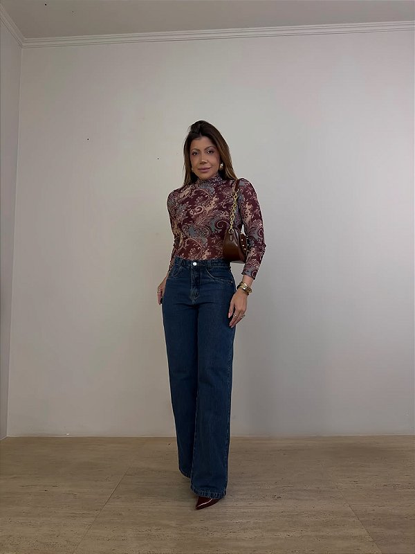 Calça Reta Jeans Escuro Donatella