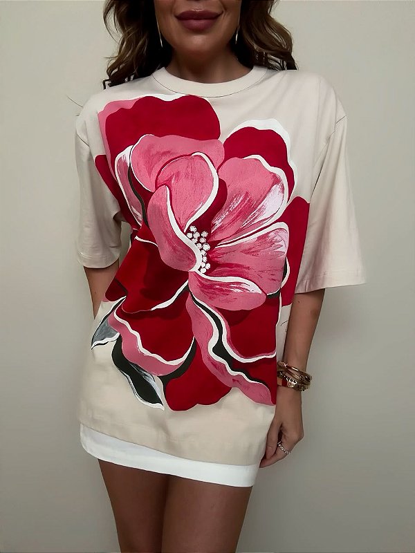 Maxi T-shirt Colcci Estampada Flor
