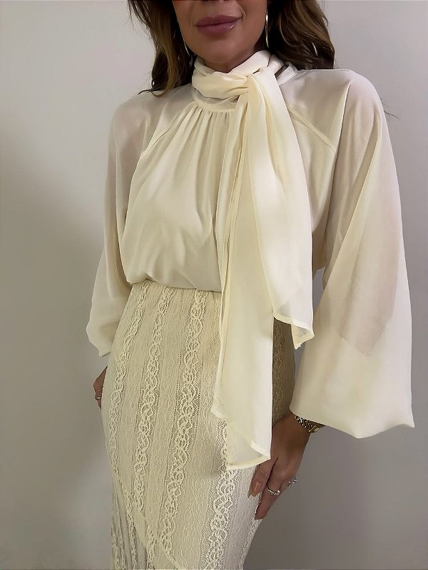Camisa Ampla Luna Bege Creme