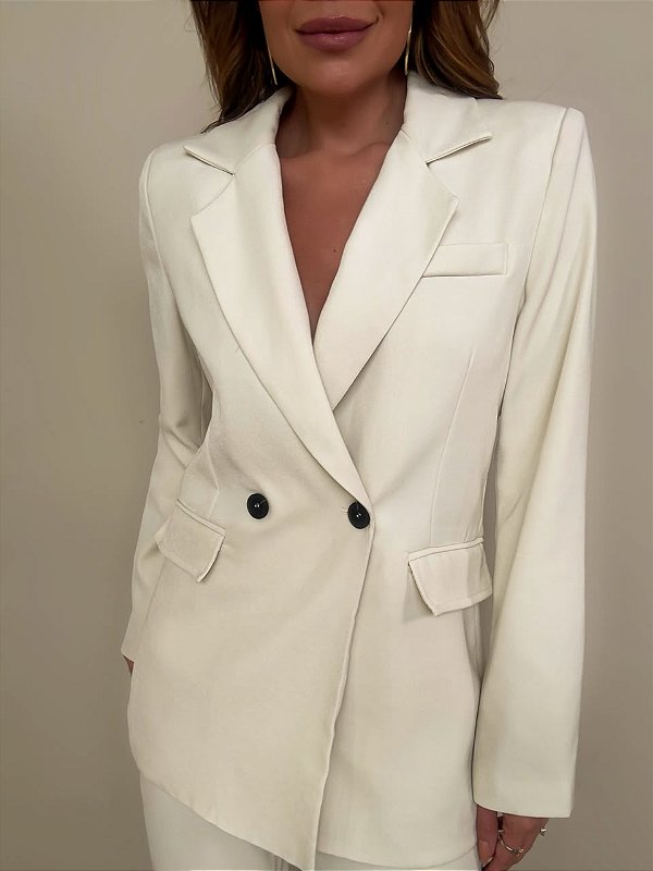 Maxi Blazer Alfaiataria Ginevra Bege Creme