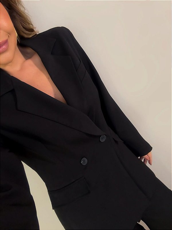 Maxi Blazer Alfaiataria Ginevra Preto